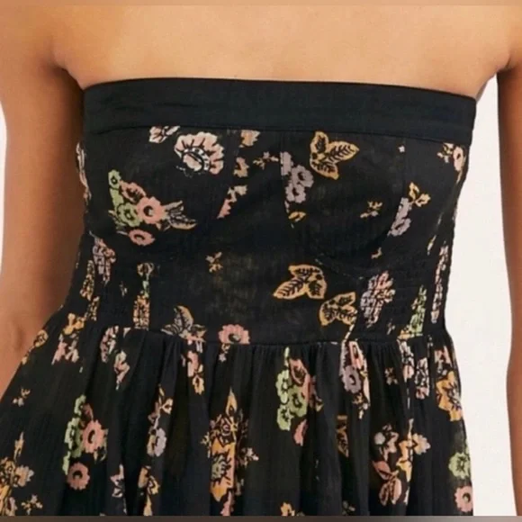 Free People Kitty Midi Dress Floral Strapless Dress Size Small - Picture 3 of 13